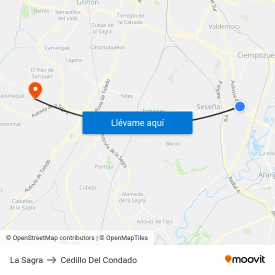 La Sagra to Cedillo Del Condado map