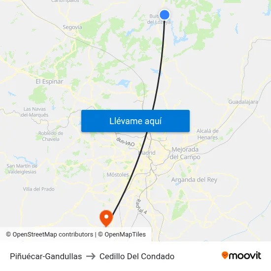 Piñuécar-Gandullas to Cedillo Del Condado map
