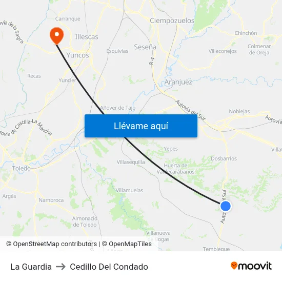 La Guardia to Cedillo Del Condado map