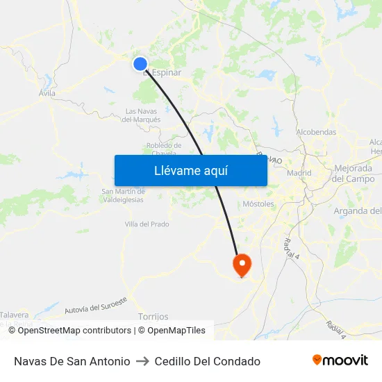 Navas De San Antonio to Cedillo Del Condado map