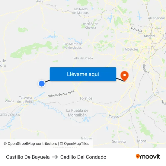 Castillo De Bayuela to Cedillo Del Condado map