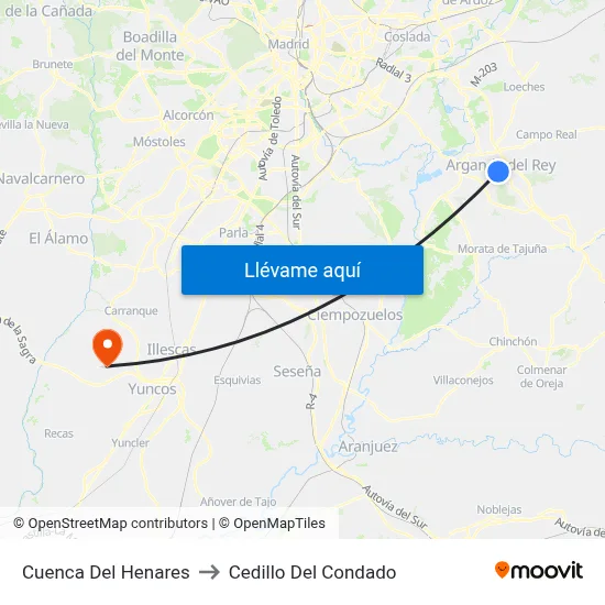 Cuenca Del Henares to Cedillo Del Condado map