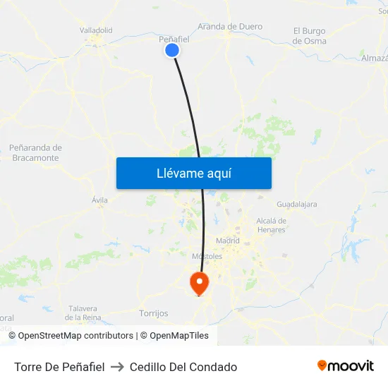 Torre De Peñafiel to Cedillo Del Condado map