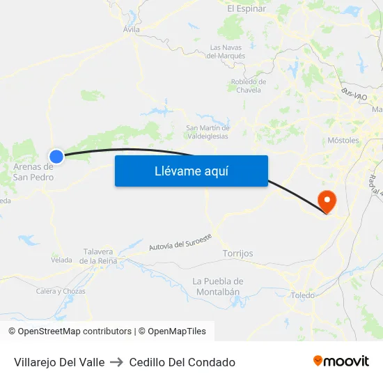Villarejo Del Valle to Cedillo Del Condado map