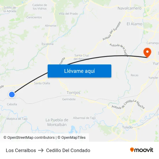 Los Cerralbos to Cedillo Del Condado map