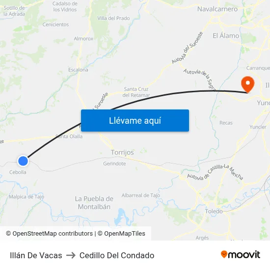 Illán De Vacas to Cedillo Del Condado map