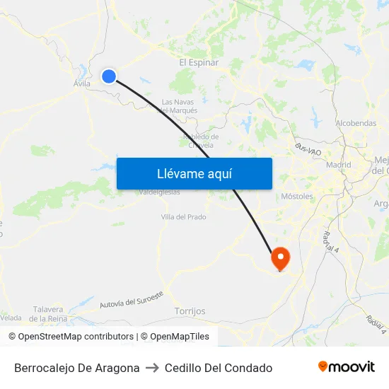 Berrocalejo De Aragona to Cedillo Del Condado map