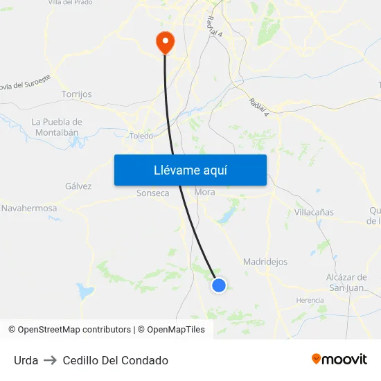 Urda to Cedillo Del Condado map