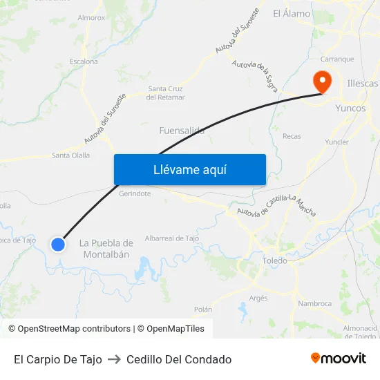 El Carpio De Tajo to Cedillo Del Condado map