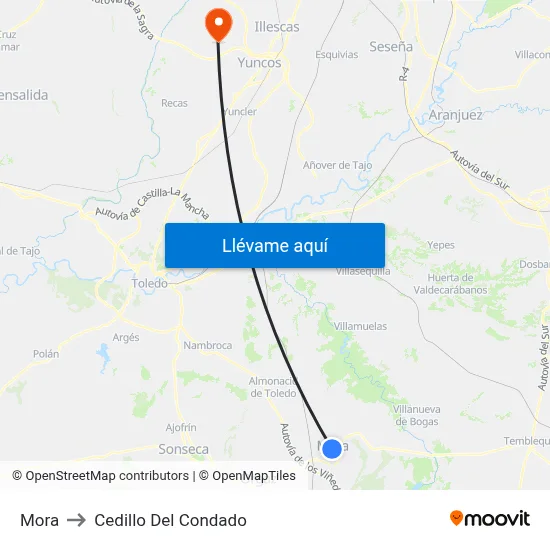 Mora to Cedillo Del Condado map