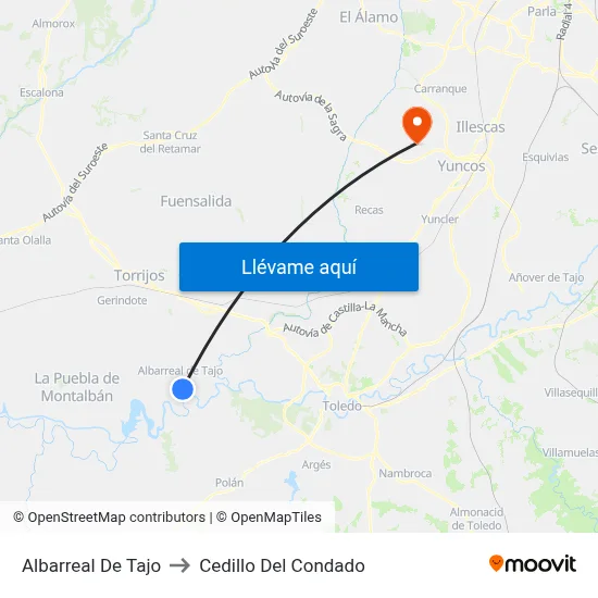 Albarreal De Tajo to Cedillo Del Condado map