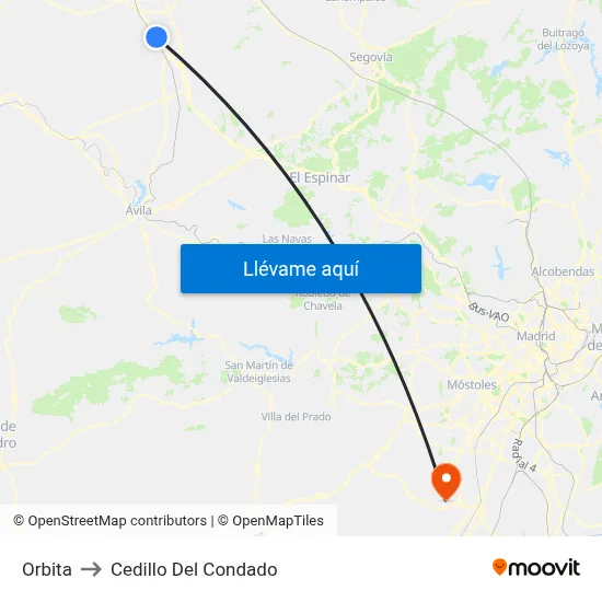 Orbita to Cedillo Del Condado map