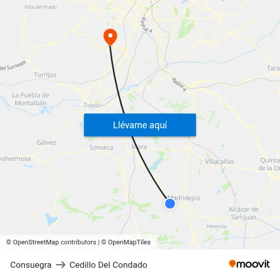 Consuegra to Cedillo Del Condado map