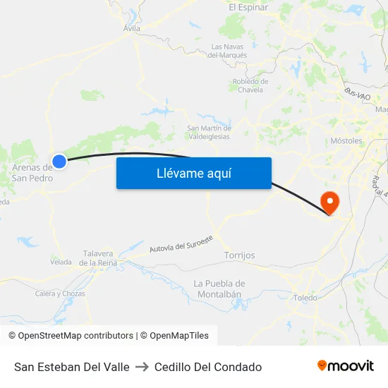 San Esteban Del Valle to Cedillo Del Condado map