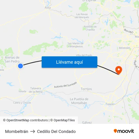 Mombeltrán to Cedillo Del Condado map