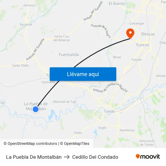 La Puebla De Montalbán to Cedillo Del Condado map