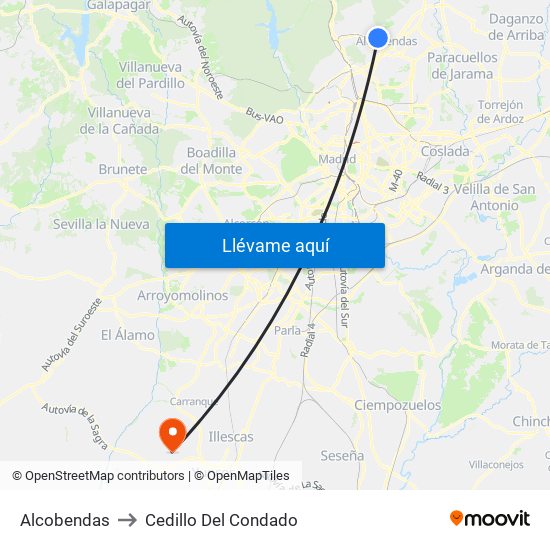 Alcobendas to Cedillo Del Condado map