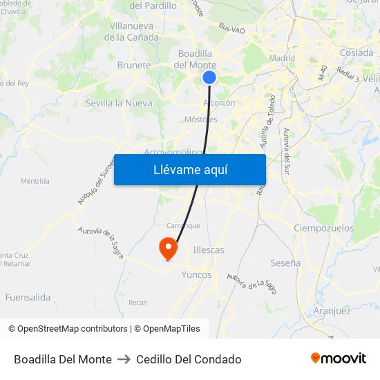 Boadilla Del Monte to Cedillo Del Condado map