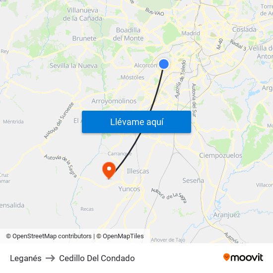 Leganés to Cedillo Del Condado map