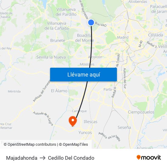 Majadahonda to Cedillo Del Condado map