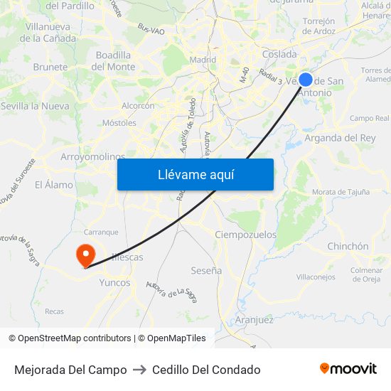Mejorada Del Campo to Cedillo Del Condado map