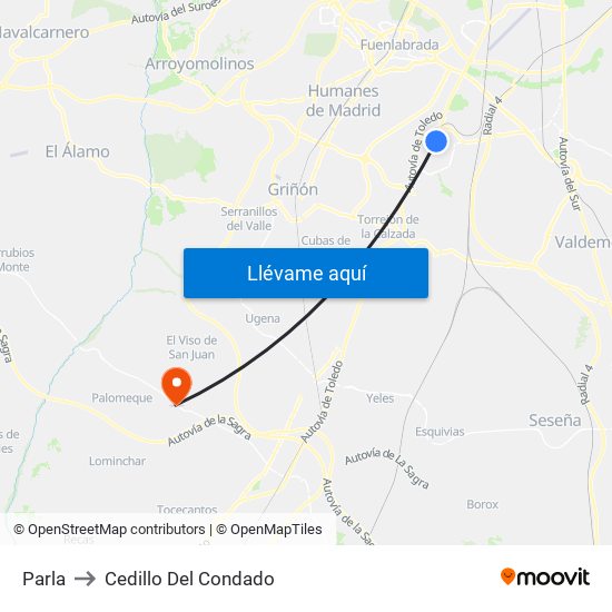 Parla to Cedillo Del Condado map