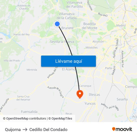 Quijorna to Cedillo Del Condado map