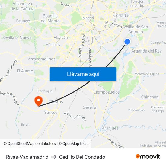 Rivas-Vaciamadrid to Cedillo Del Condado map