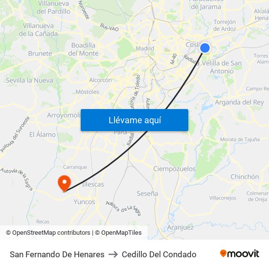 San Fernando De Henares to Cedillo Del Condado map