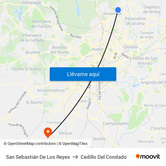 San Sebastián De Los Reyes to Cedillo Del Condado map