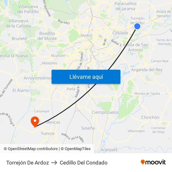 Torrejón De Ardoz to Cedillo Del Condado map