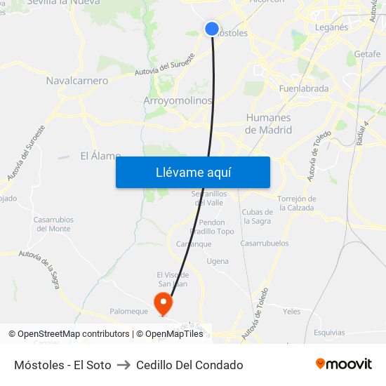 Móstoles - El Soto to Cedillo Del Condado map