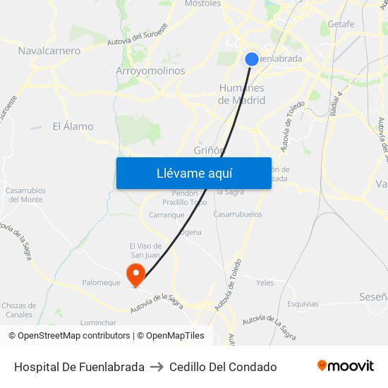 Hospital De Fuenlabrada to Cedillo Del Condado map
