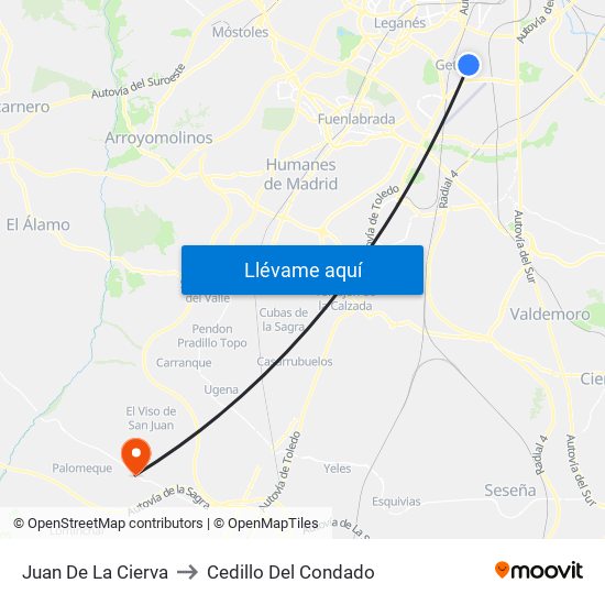 Juan De La Cierva to Cedillo Del Condado map