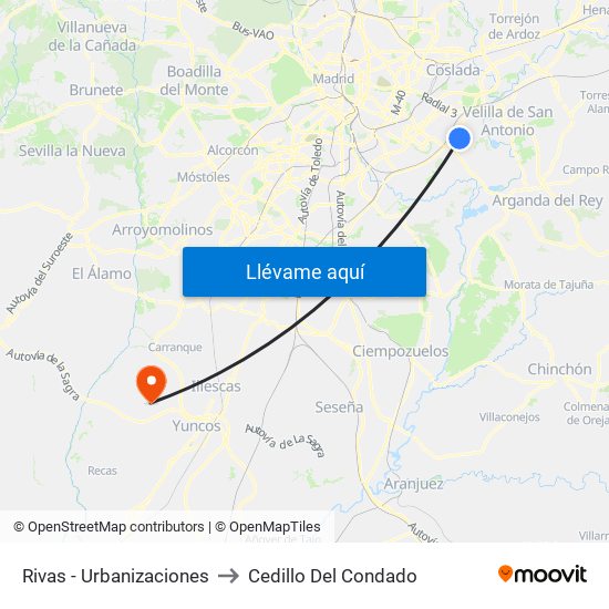Rivas - Urbanizaciones to Cedillo Del Condado map