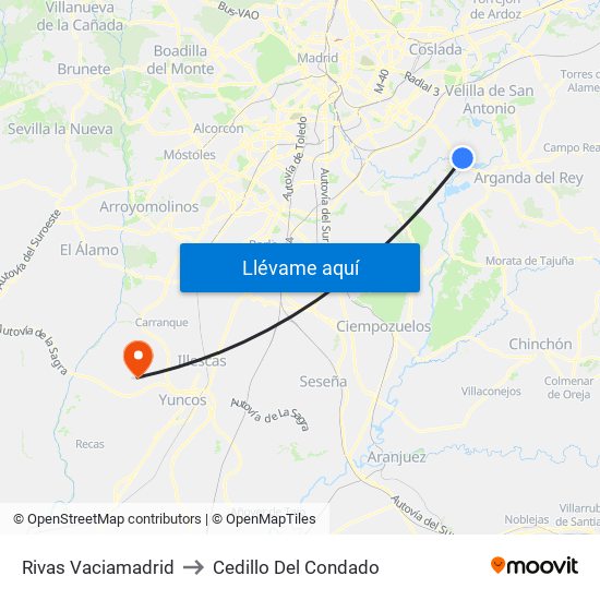 Rivas Vaciamadrid to Cedillo Del Condado map