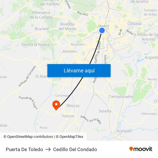 Puerta De Toledo to Cedillo Del Condado map