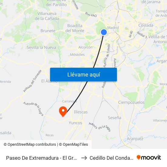 Paseo De Extremadura - El Greco to Cedillo Del Condado map