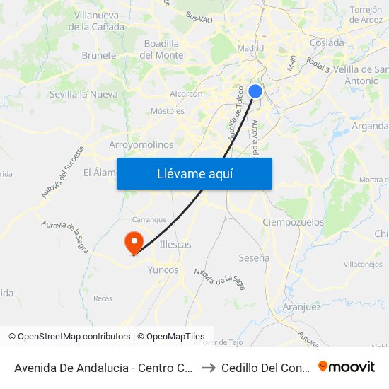 Avenida De Andalucía - Centro Comercial to Cedillo Del Condado map