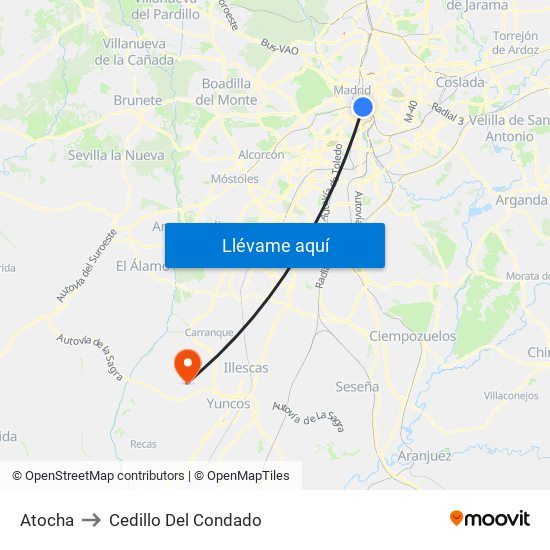 Atocha to Cedillo Del Condado map