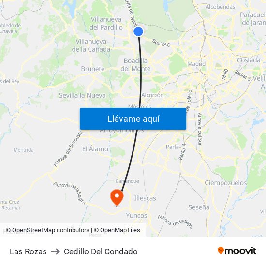 Las Rozas to Cedillo Del Condado map