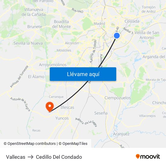 Vallecas to Cedillo Del Condado map