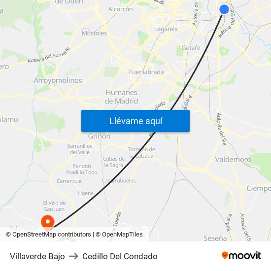 Villaverde Bajo to Cedillo Del Condado map