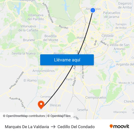 Marqués De La Valdavia to Cedillo Del Condado map