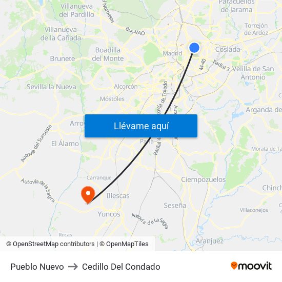 Pueblo Nuevo to Cedillo Del Condado map