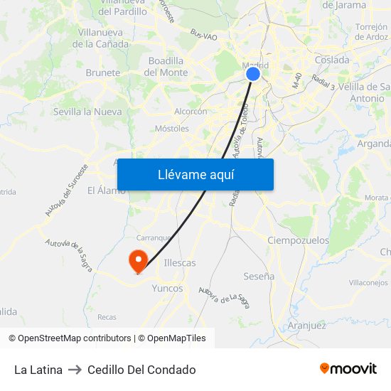 La Latina to Cedillo Del Condado map