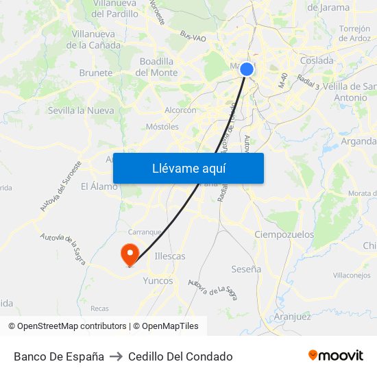 Banco De España to Cedillo Del Condado map
