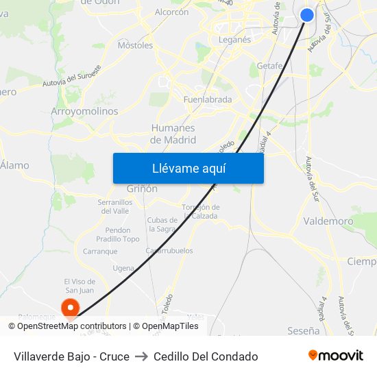 Villaverde Bajo - Cruce to Cedillo Del Condado map