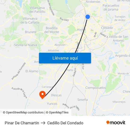 Pinar De Chamartín to Cedillo Del Condado map