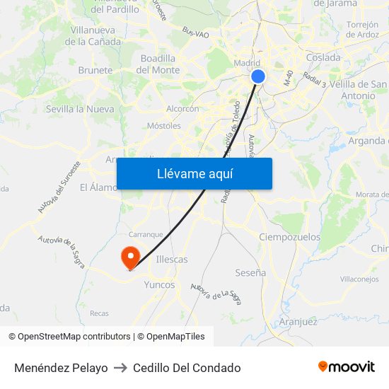 Menéndez Pelayo to Cedillo Del Condado map